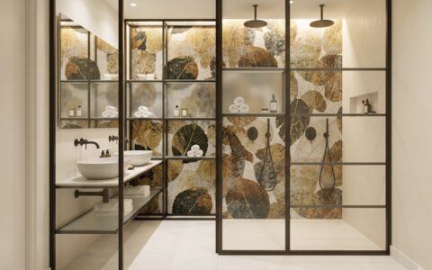 Este proyecto transforma el cuarto de baño en un auténtico santuario de bienestar. El diseño destaca por el equilibrio perfecto entre la audacia de un mural de inspiración natural y la elegancia geométrica de las líneas industriales, creando un espacio sofisticado y visualmente impactante.Un baño que demuestra cómo la combinación de instalaciones de vanguardia y revestimientos atrevidos puede dar lugar a un espacio digno de un spa de lujo dentro del propio hogar.